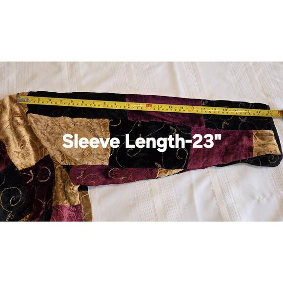 Marisol Patchwork Velour Jacket Top PLUS Sz 2X Embroidered *FLAW Boho Hippie 90s - Picture 16 of 16